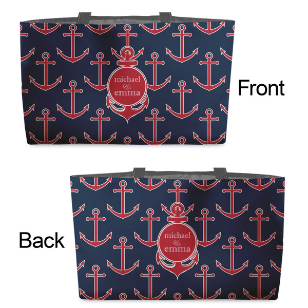 All Anchors Tote w/Black Handles - Front & Back Views