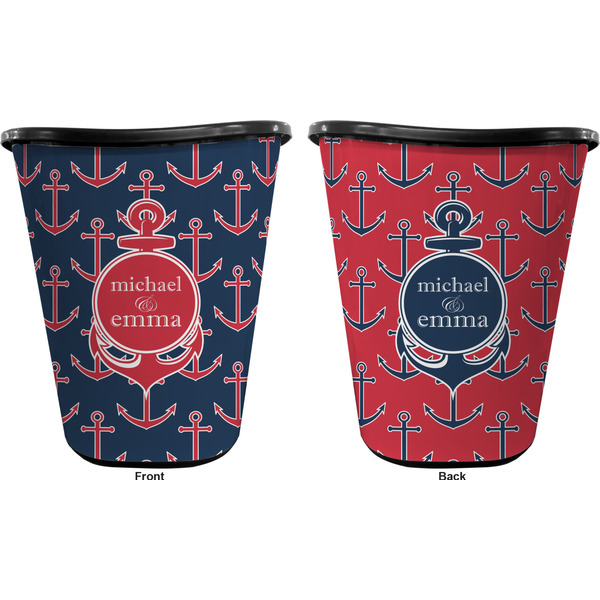 All Anchors Trash Can Black - Front and Back - Apvl