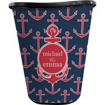 All Anchors Waste Basket - Single Sided (Black) (Personalized)