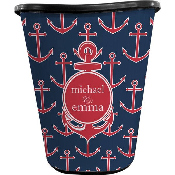 Custom All Anchors Waste Basket - Single Sided (Black) (Personalized)