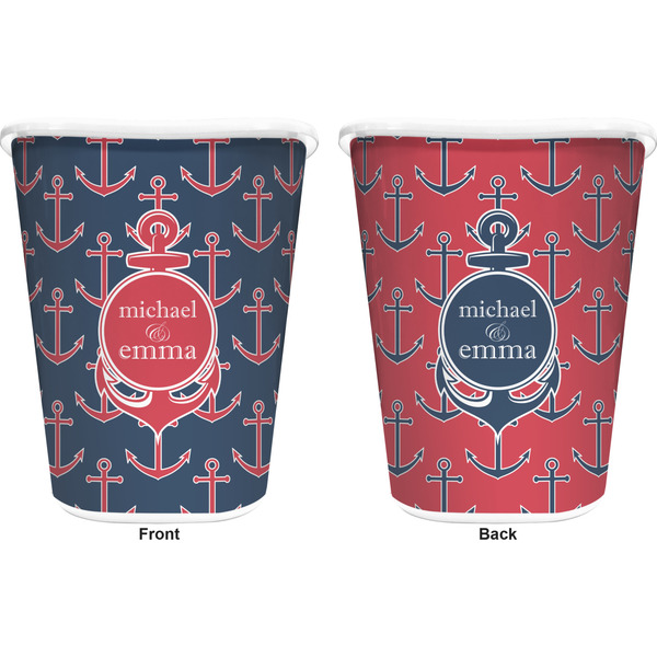 All Anchors Trash Can White - Front and Back - Apvl