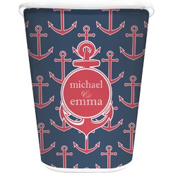 All Anchors Waste Basket - Double Sided (White) (Personalized)