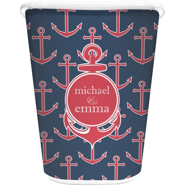 Custom All Anchors Waste Basket - Double Sided (White) (Personalized)