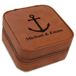 All Anchors Travel Jewelry Box - Leather (Personalized)