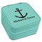 All Anchors Travel Jewelry Boxes - Leatherette - Teal - Angled View