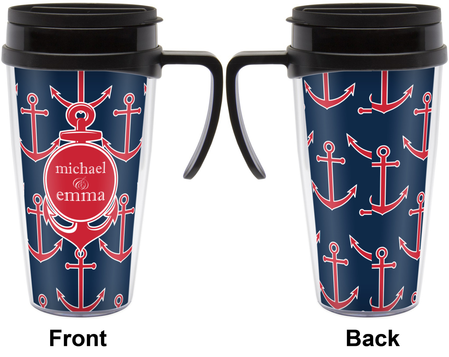 All Anchors Acrylic Travel Mug with Handle (Personalized) YouCustomizeIt