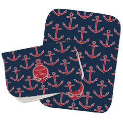 All Anchors Burp Cloths - Fleece - Set of 2 w/ Couple's Names