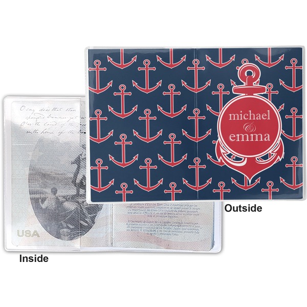 All Anchors Vinyl Passport Holder - Flat Front and Back