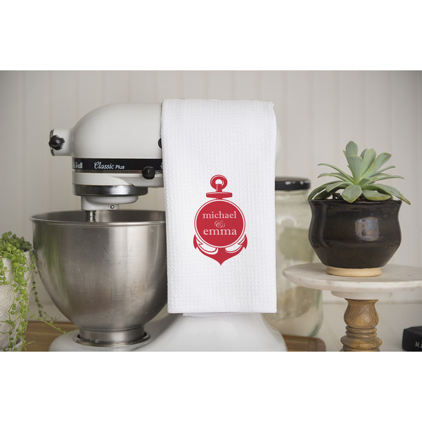 All Anchors Waffle Weave Towel - Lifestyle - Partial Print