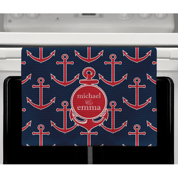All Anchors Waffle Weave Towel - Full Color Print - Lifestyle2 Image