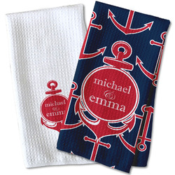 All Anchors Waffle Weave Kitchen Towel (Personalized)