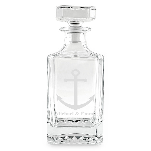 Custom All Anchors Whiskey Decanter - 26 oz Square (Personalized)