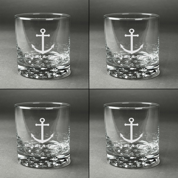 All Anchors Whiskey Glasses - Set of 4 all Engraved