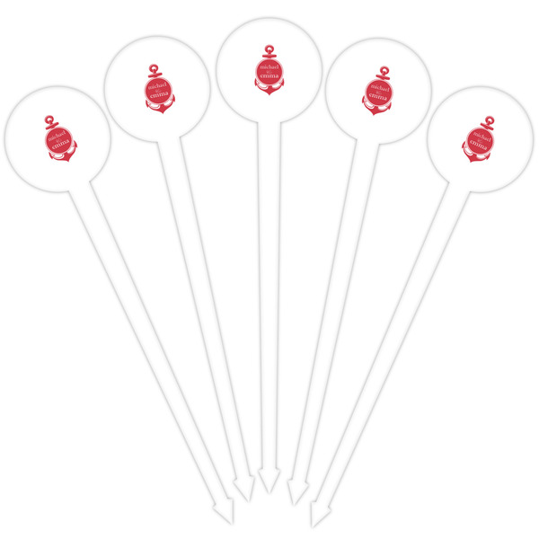 All Anchors White Plastic 4" Food Pick - Round - Fan View