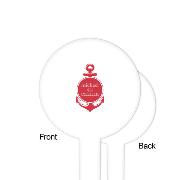 All Anchors White Plastic 4" Food Pick - Round - Single Sided - Front & Back