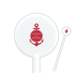 All Anchors 5.5" Round Plastic Stir Sticks - White - Single Sided (Personalized)