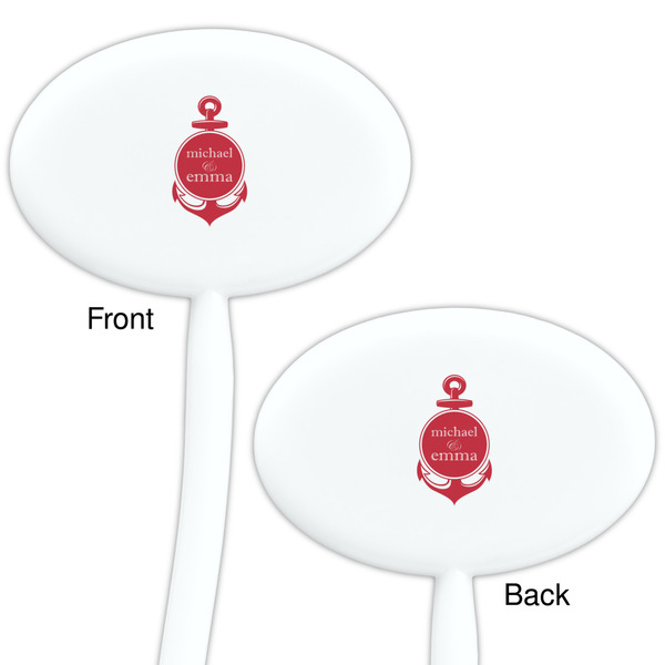 All Anchors White Plastic 7" Stir Stick - Double Sided - Oval - Front & Back