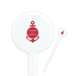 All Anchors 7" Round Plastic Stir Sticks - White - Single Sided (Personalized)