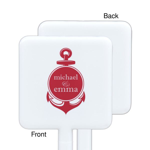 All Anchors White Plastic Stir Stick - Single Sided - Square - Approval
