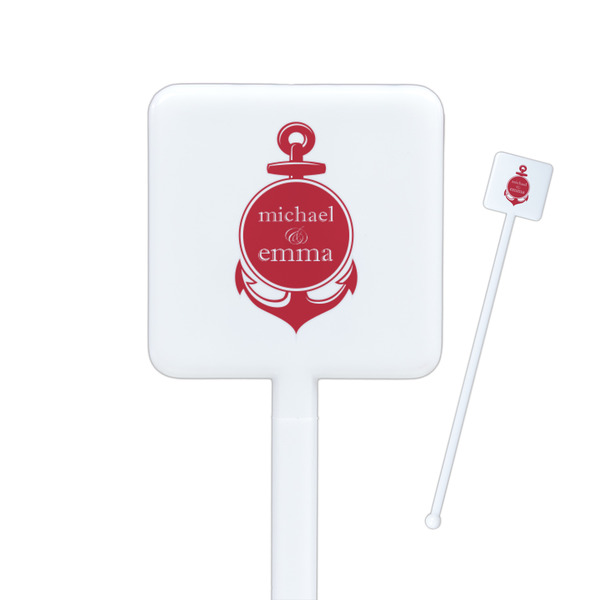 Custom All Anchors Square Plastic Stir Sticks - Double Sided (Personalized)