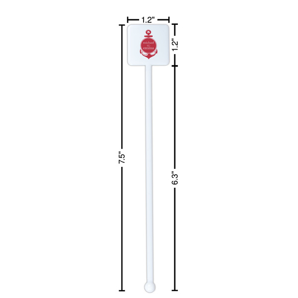 All Anchors White Plastic Stir Stick - Square - Dimensions