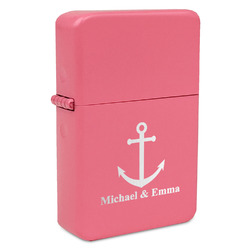 All Anchors Windproof Lighter - Pink - Single Sided & Lid Engraved (Personalized)