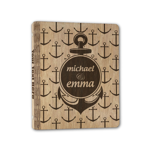 Custom All Anchors Wood 3-Ring Binder - 1" Half-Letter Size (Personalized)