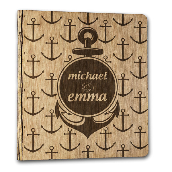 Custom All Anchors Wood 3-Ring Binder - 1" Letter Size (Personalized)