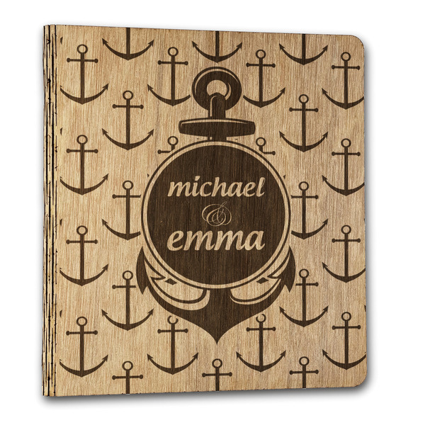 All Anchors Wood 3-Ring Binders - 1" Letter - Front