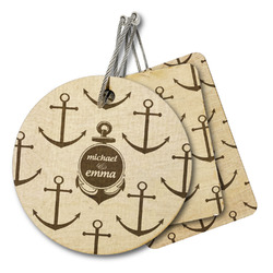 All Anchors Wood Luggage Tag (Personalized)