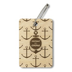 All Anchors Wood Luggage Tag - Rectangle (Personalized)
