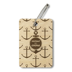 All Anchors Wood Luggage Tag - Rectangle (Personalized)
