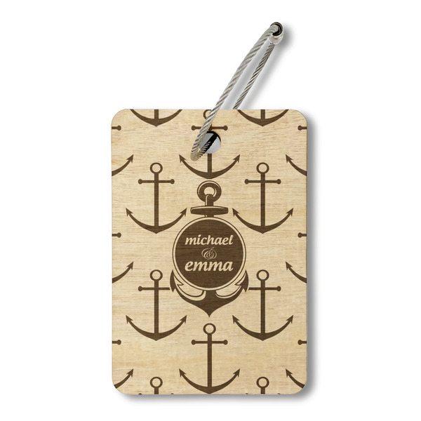 Custom All Anchors Wood Luggage Tag - Rectangle (Personalized)