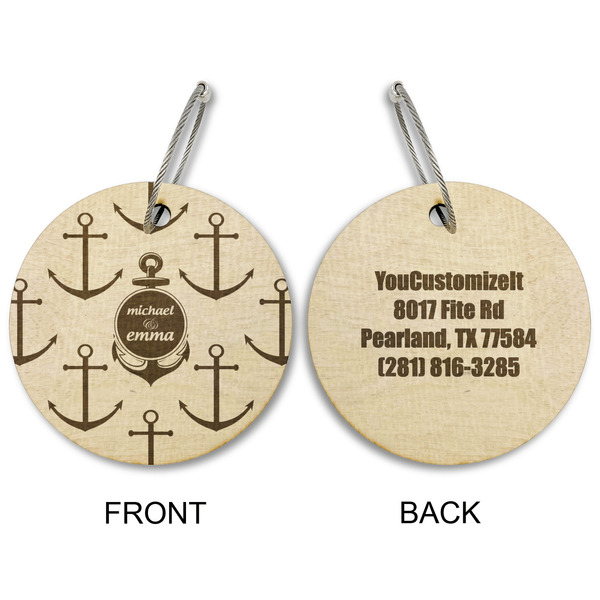 All Anchors Wood Luggage Tags - Round - Approval