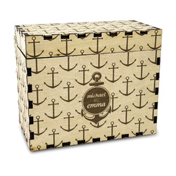 All Anchors Wood Recipe Box - Laser Engraved (Personalized)