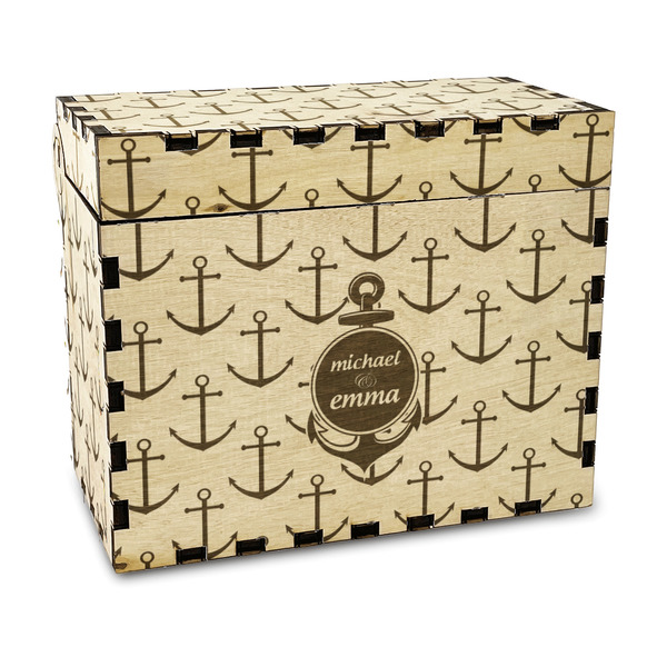 Custom All Anchors Wood Recipe Box - Laser Engraved (Personalized)