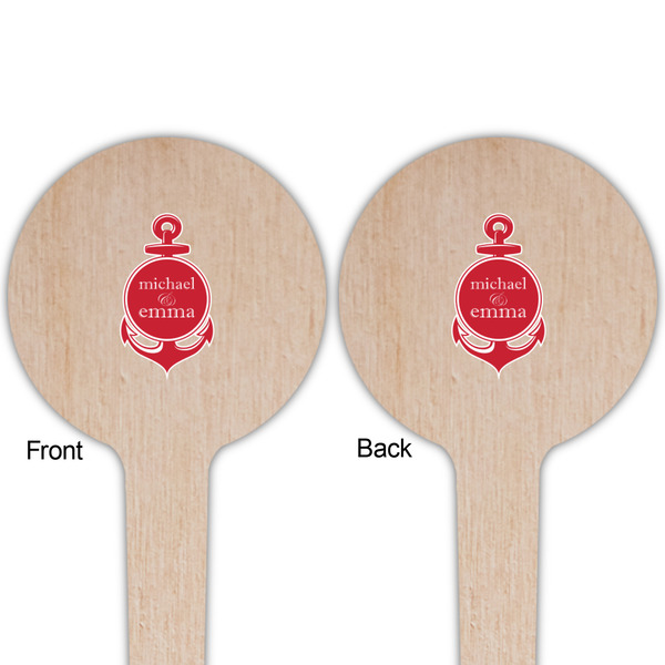 All Anchors Wooden 4" Food Pick - Round - Double Sided - Front & Back