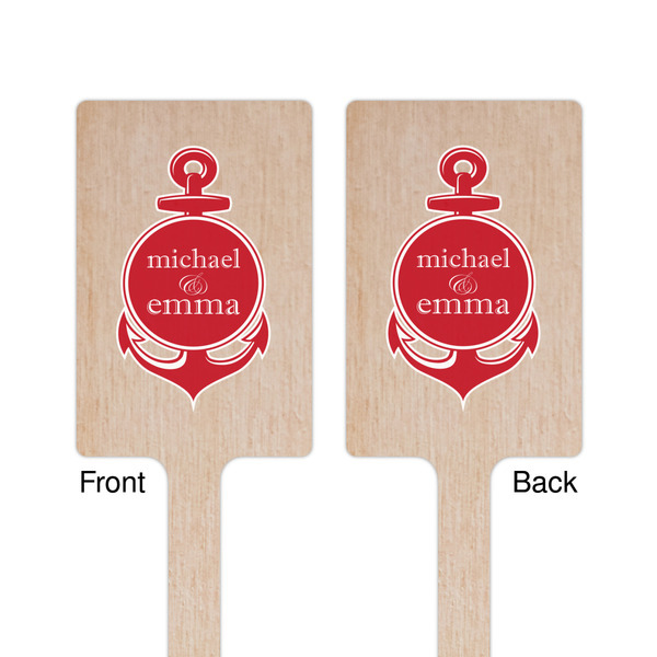 All Anchors Wooden 6.25" Stir Stick - Rectangular - Double Sided - Front & Back