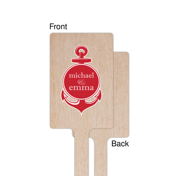 All Anchors Wooden 6.25" Stir Stick - Rectangular - Single - Front & Back