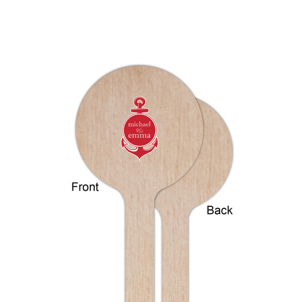 All Anchors Wooden 6" Stir Stick - Round - Single Sided - Front & Back