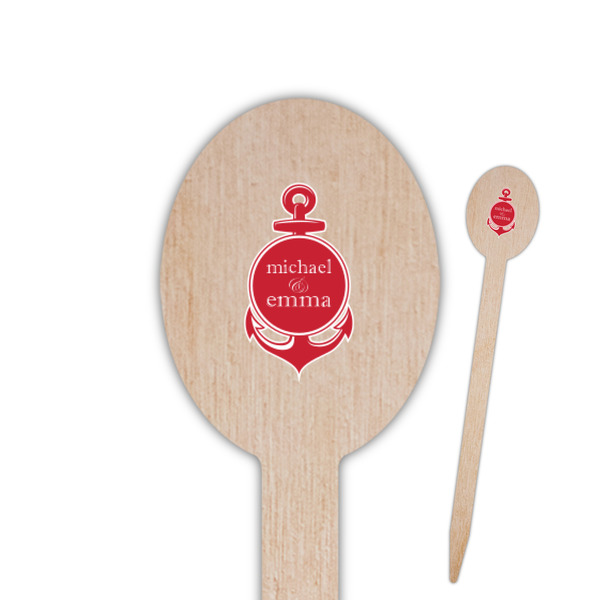 Custom All Anchors Oval Wooden Food Picks - Double Sided (Personalized)