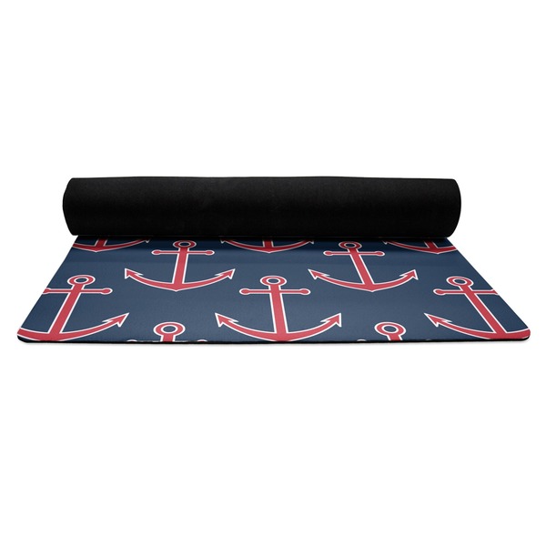All Anchors Yoga Mat Rolled up Black Rubber Backing
