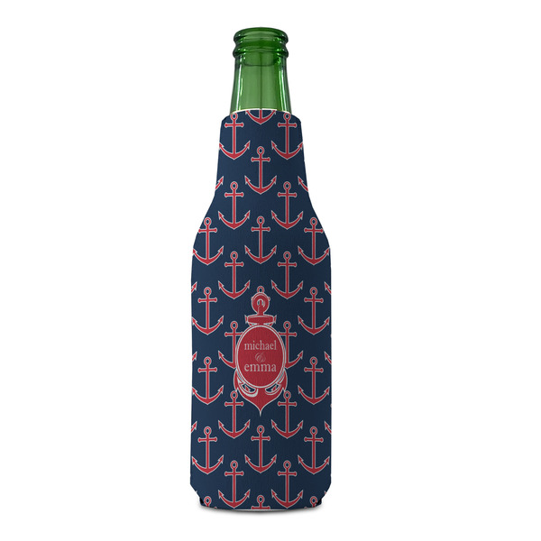 All Anchors Zipper Bottle Cooler - FRONT (bottle)