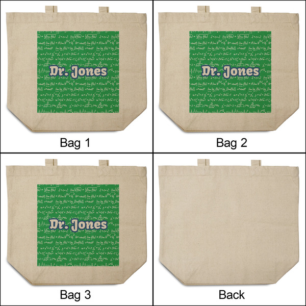 Equations 3 Reusable Cotton Grocery Bags - Front & Back View