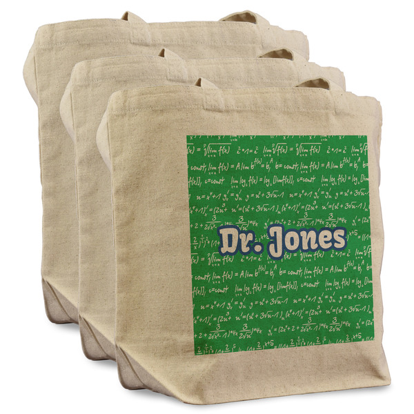 Custom Equations Reusable Cotton Grocery Bags - Set of 3 (Personalized)