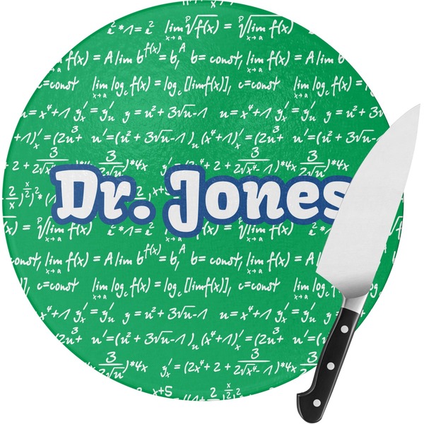 Custom Equations Round Glass Cutting Board - Small (Personalized)