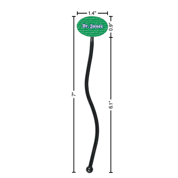 Equations Black Plastic 7" Stir Stick - Oval - Dimensions