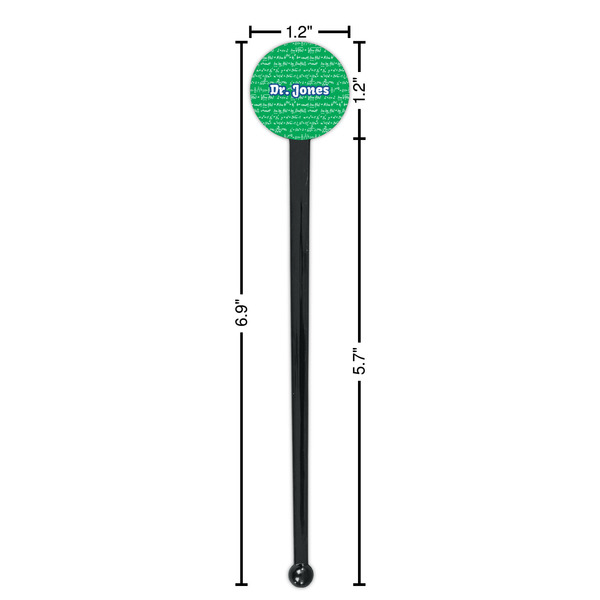 Equations Black Plastic 7" Stir Stick - Round - Dimensions
