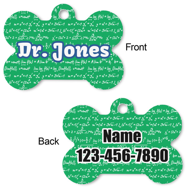 Equations Bone Shaped Dog Tag - Front & Back