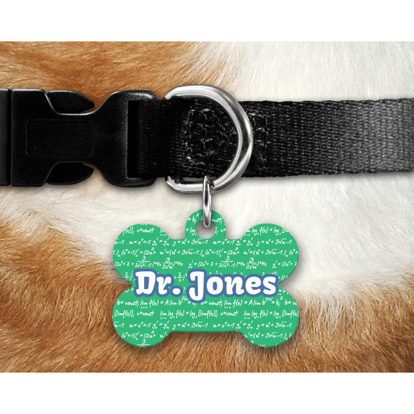 Equations Bone Shaped Dog Tag on Collar & Dog